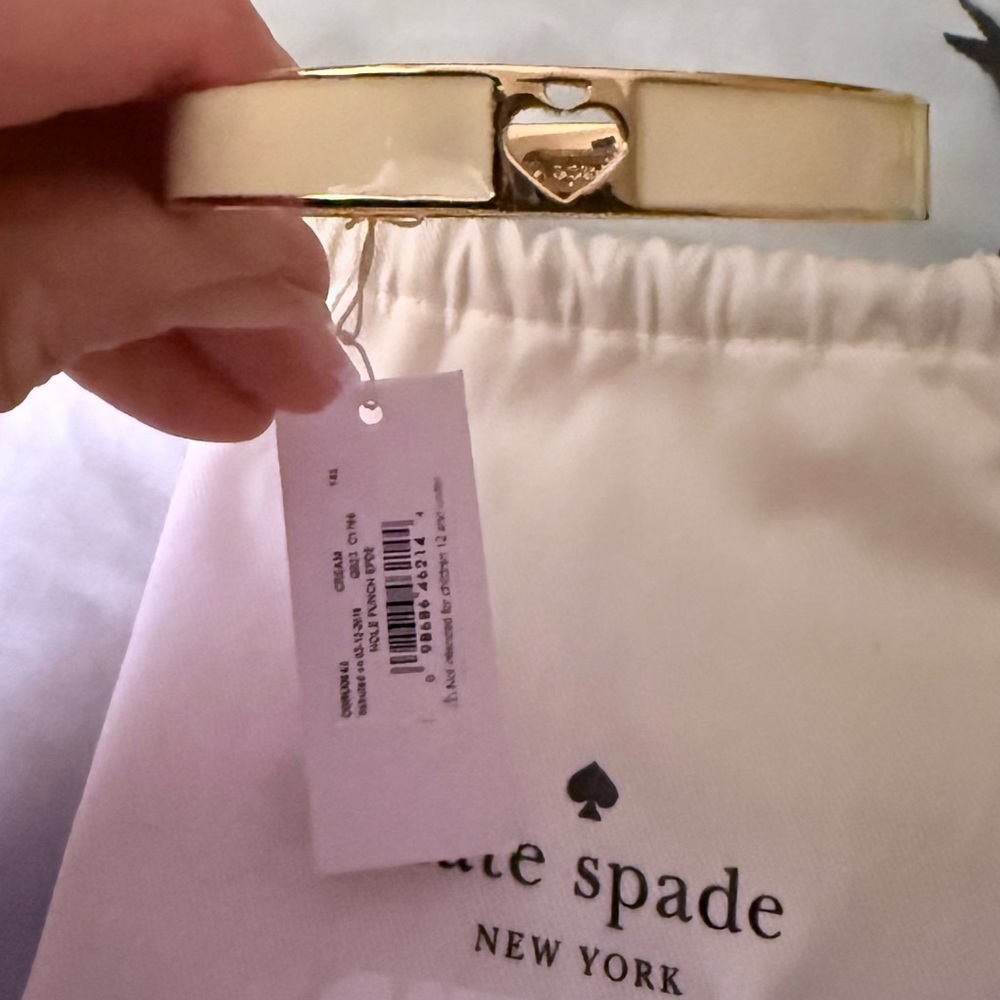 Kate Spade Gold and Cream Keyhole Geometric Bangle - Picture 3 of 6